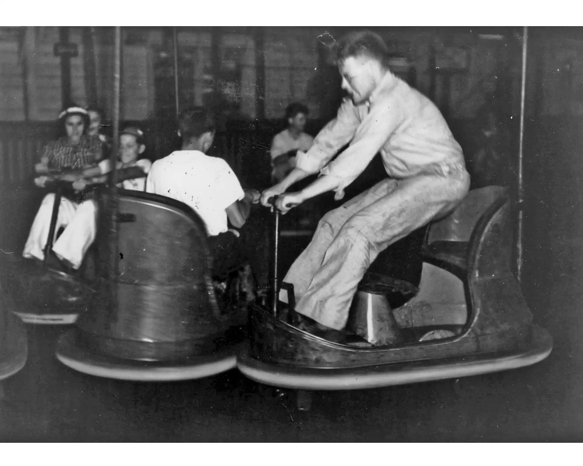 historic photo of bumper cars from the Silver Beach Amusement Park