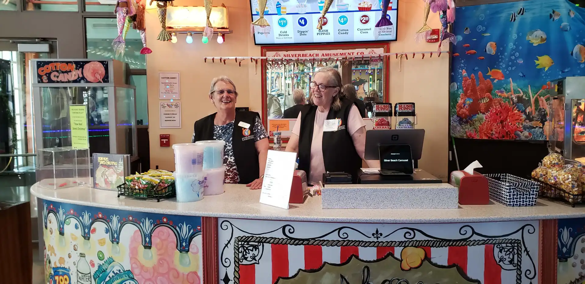 Volunteers helping at refreshment stand