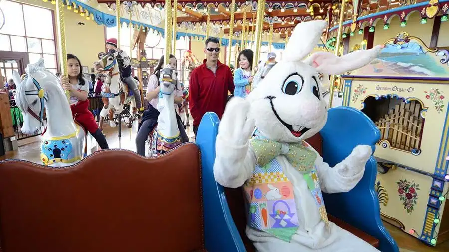 Easter Bunny riding the Carousel