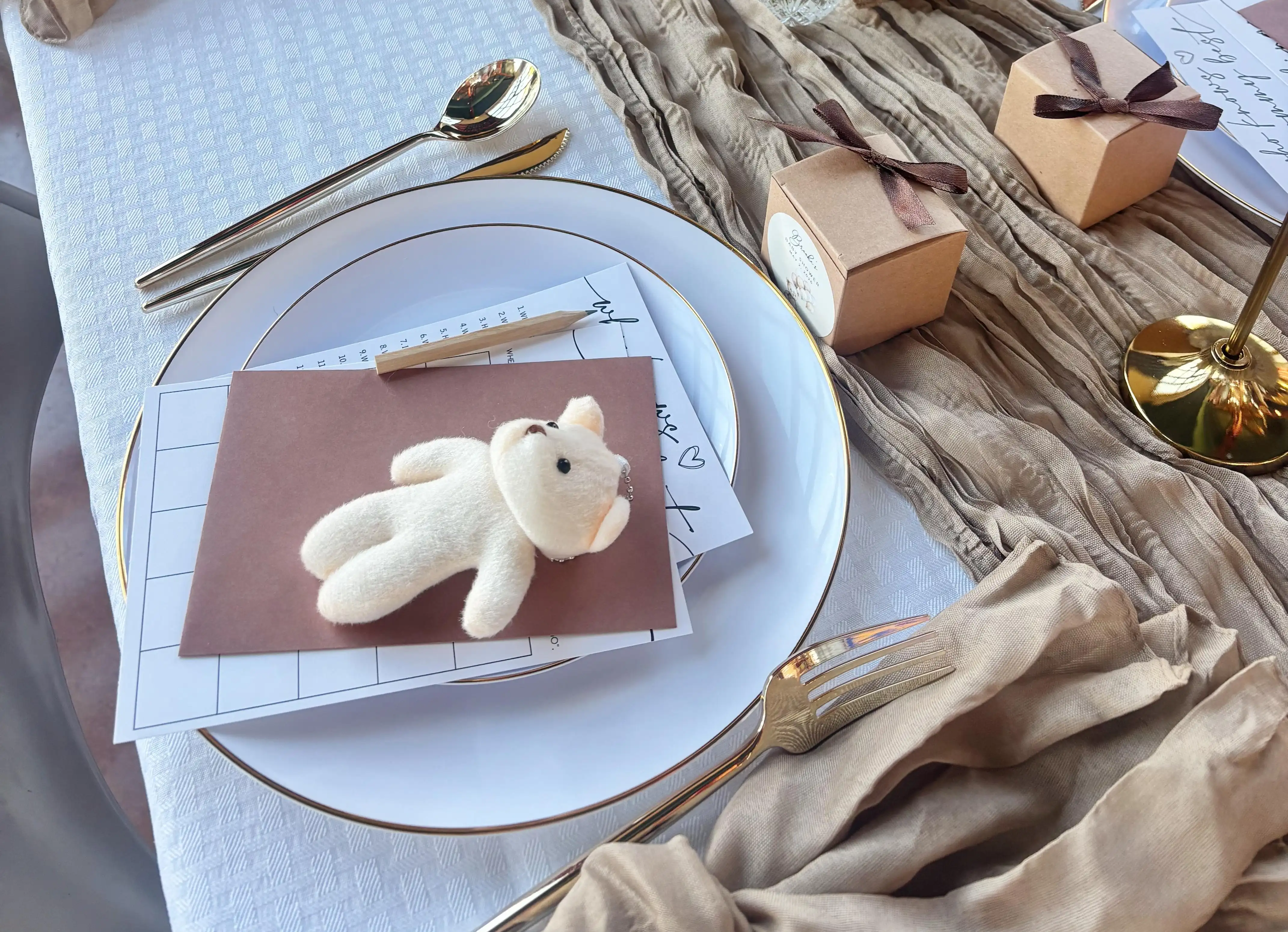 Baby shower table setup.